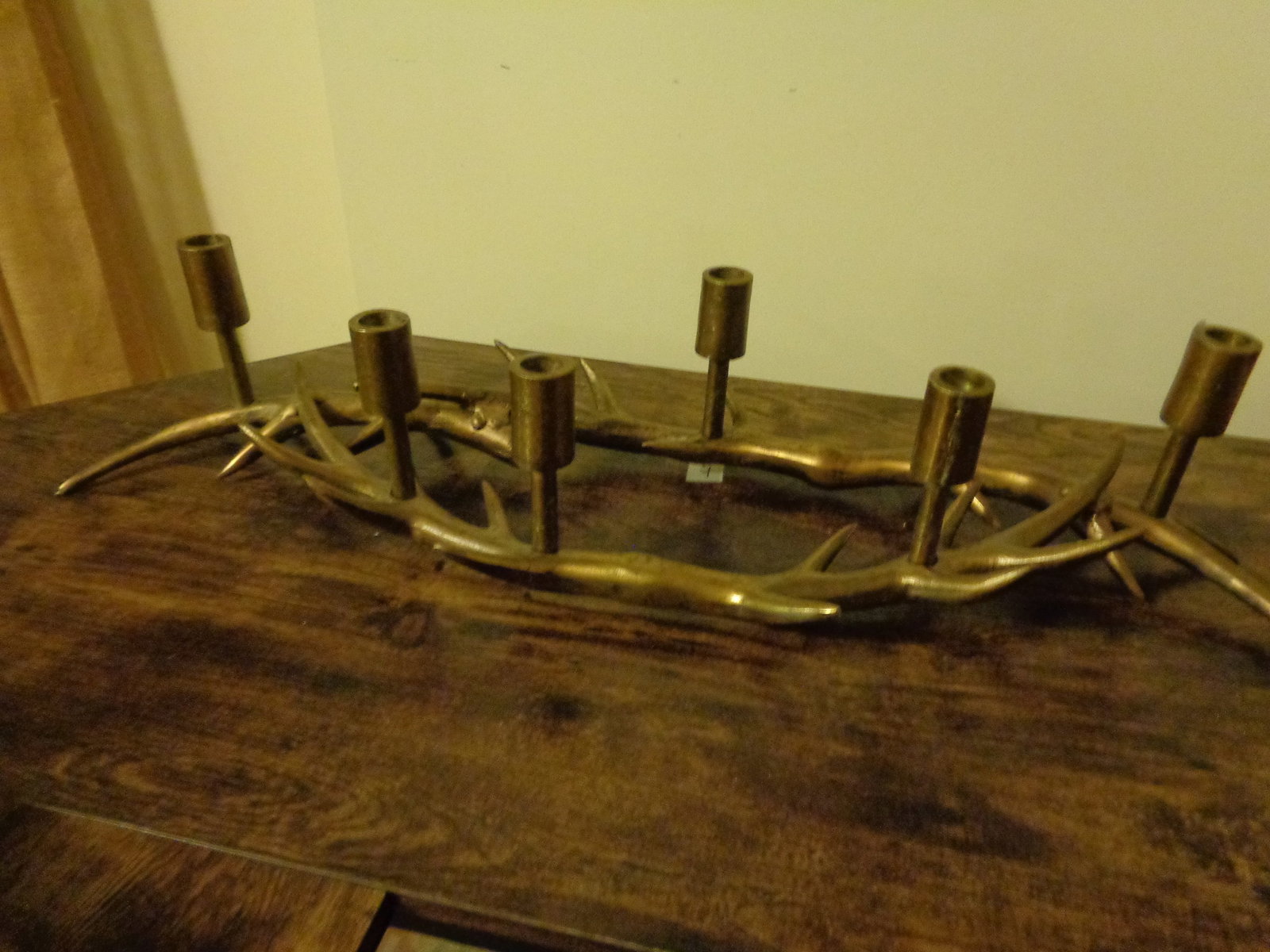 Large brass tone Antler candelabra: 30 in long