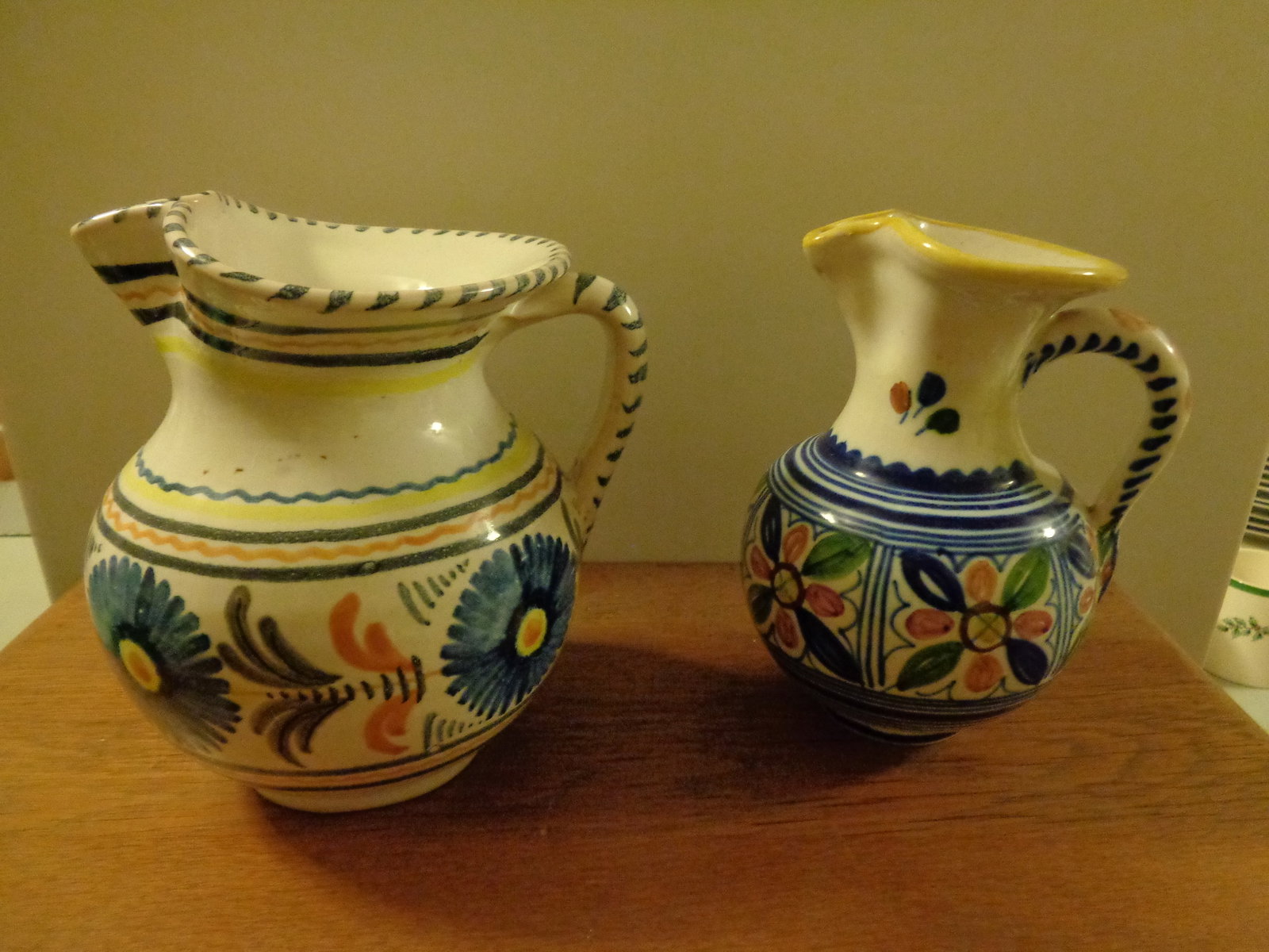 2 Madrid Pottery Pitchers: 7 in & 7 1/2 in