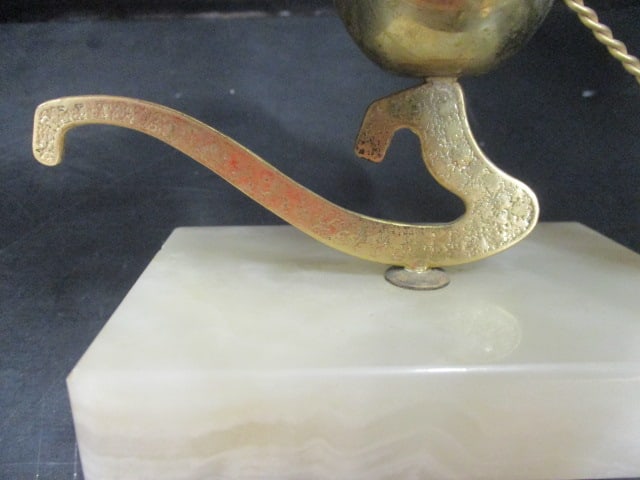 Carved Midcentury Onyx Bookends w/Aztec Design & - 9