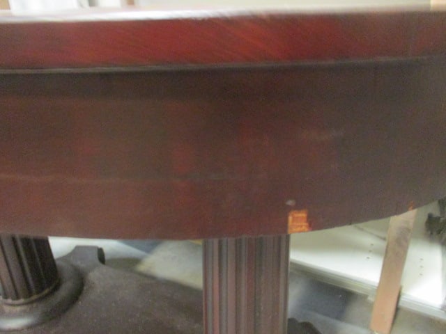 Double Column Post Base Mahogany Veneer Oval Console Table - 9