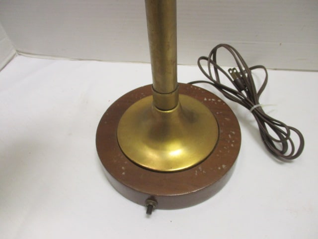 Midcentury Brushed Brass and Wood Adjustable Head Post Desk Lamp - 4