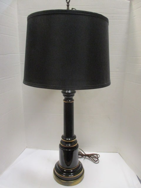 Tyndale Black/Gold Ceramic Post Table Lamp: 34"h(top of finial), Local Pickup Only