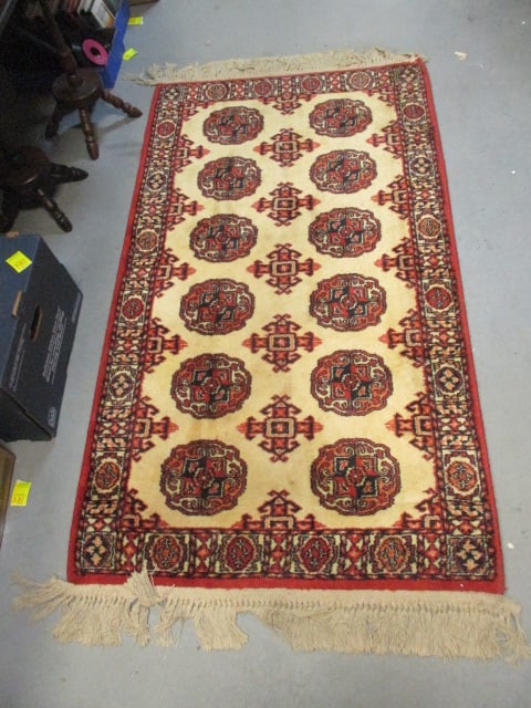 Vintage Hand Knotted Accent Rug: 34" x 60"(not including fringe), fringe corners need to be folded back and tacked, Local Pickup Only