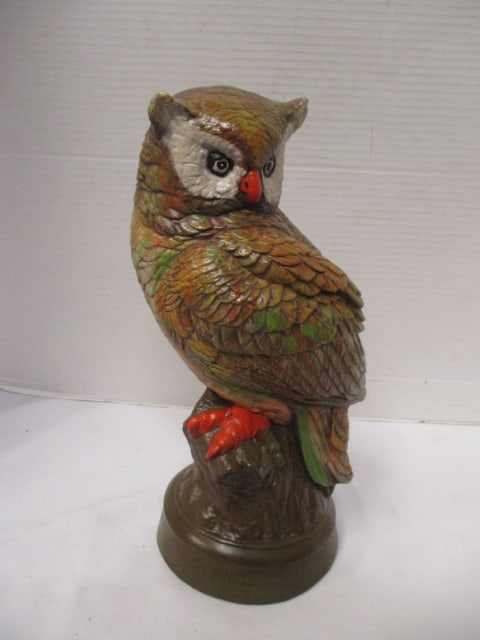 Retro Handmade Ceramic Owl Figure: 12 1/2"h