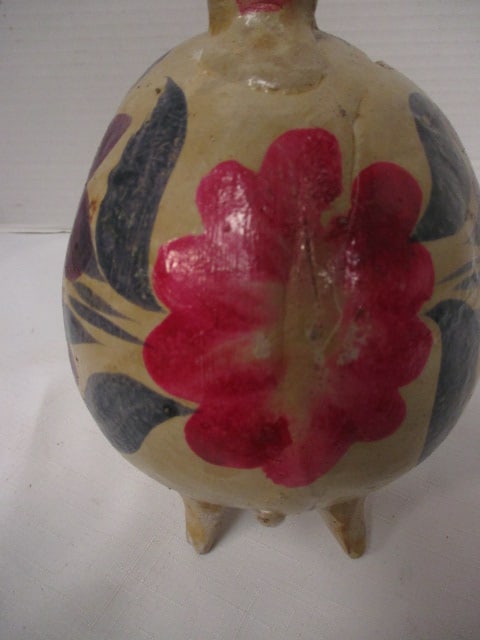 Handpainted Folk Art Pottery Piggy Bank - 5