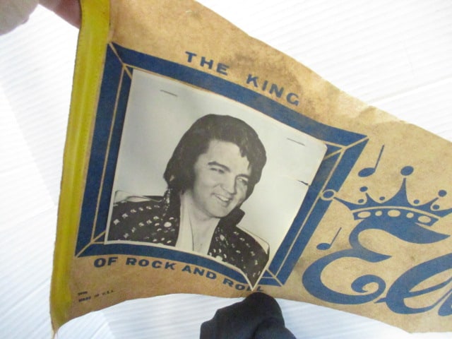 1970's Elvis Presley Pennant, Three 8 Track Player Cartridges and "Elvis '68 Comeback - 5