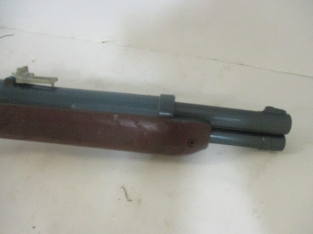 1960's Marx Double Barrel Cork Bullet/Ball Toy Gun with "Ammo" Case and Toy Wooden - 8