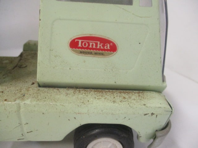 Vintage Tonka Metal Car Carrier with Two Plastic Vehicles - 2