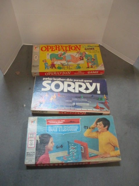 1960's Milton Bradley "Operation" and "Battleship" Board Games and Parker Games "Sorry!" (1 of 12)