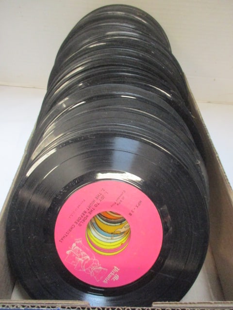 Collection of 1960-70's 45 Speed Records: Children's, R&B, Classic Country, Pop-Rock, etc. See all pictures and preview for artist and condition