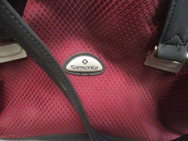 Samsonite Burgundy/Black Trim Rolling Carry On Suitcase and Toiletry Bag - 2