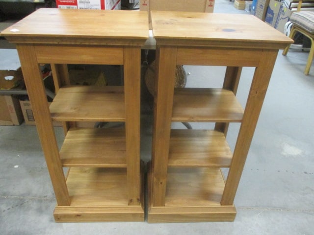 Pair of Tiered Wood Display Pedestal Stands (1 of 4)