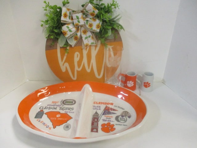 Magnolia Lane Clemson University Divided Serving Dish, Clemson Shot Mugs, (1 of 8)