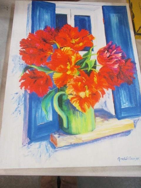 Printed Canvas Floral Still Life: 12" x 16"