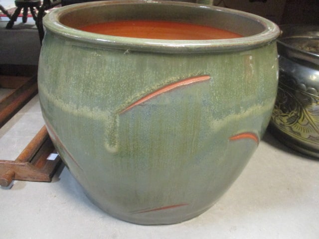 Large Drip Glazed Terra Cotta Planter (1 of 3)