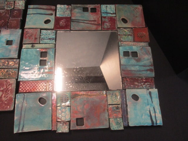 Artist Signed Bonnie J. Smith Mosaic Tile Wall Art and Matching Mirror - 3