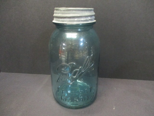Blue No. 3 Ball Perfect Mason Quart Jar with Zinc Lid, Ball Ideal Lock Lid Pint Jar, - 6