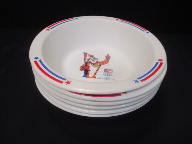 Six 1991 Kellogg's US Olympics "Tony the Tiger" Advertisement Cereal Bowls (1 of 3)