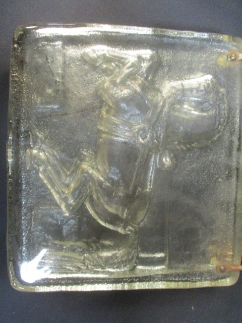 Two Molded Glass Tiles with Rearing Horse Design - 2