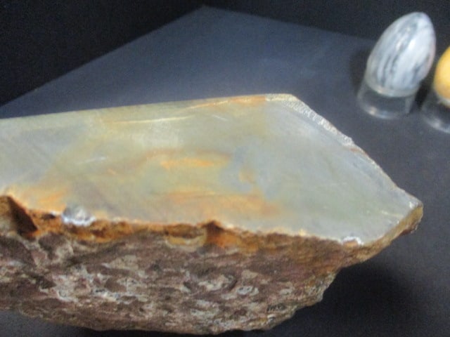 Geode Slab Paperweight and Two Polished Stone Eggs - 6