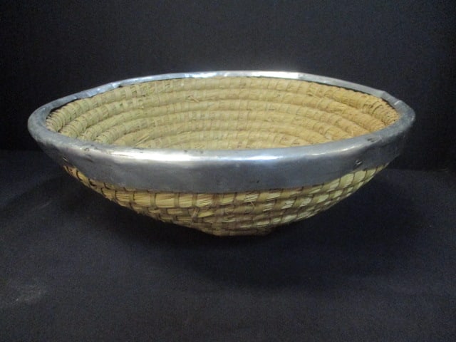 Woven Coil Basket with Tin Rim (1 of 4)