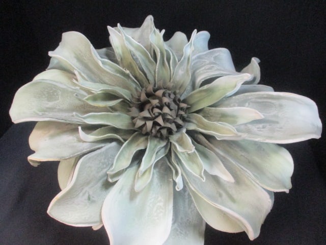 Glazed Pottery Handled Planter with Artificial Succulent - 2
