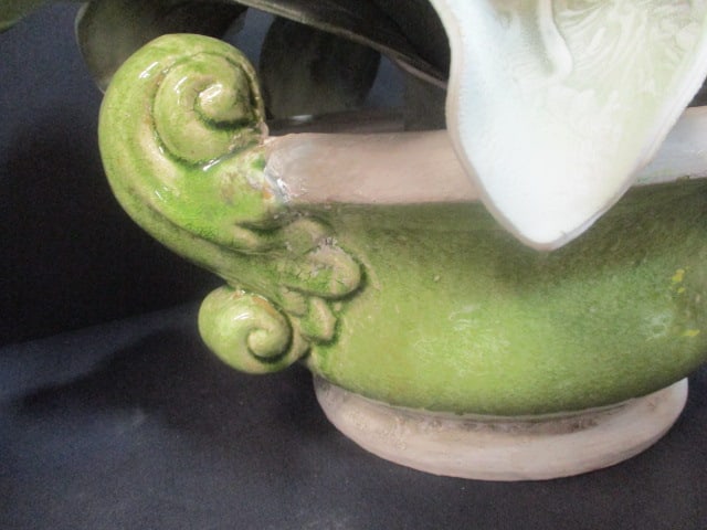 Glazed Pottery Handled Planter with Artificial Succulent - 3