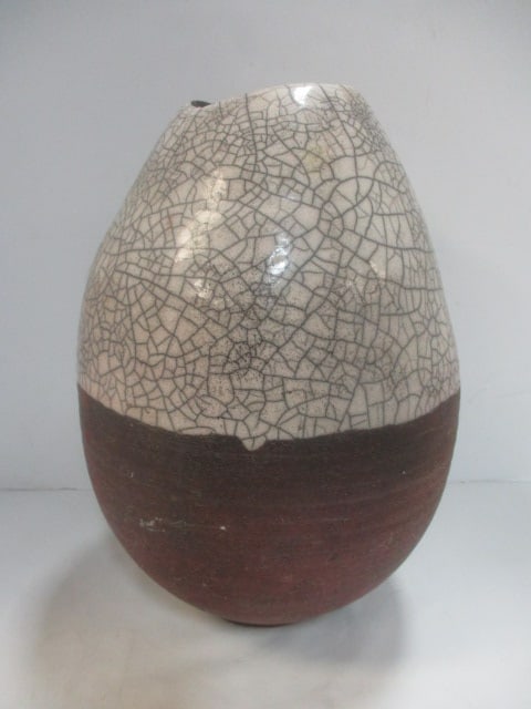 Gash Signed Turned Studio Pottery Egg Shape Vase: 14"h