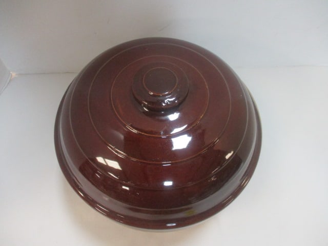 Brown Glazed USA Pottery Oven Proof Covered Bowl - 2
