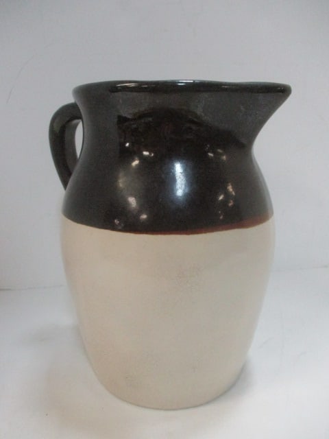 Brown and White Stoneware Pitcher (1 of 5)