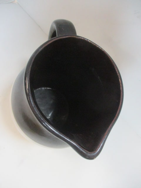 Brown and White Stoneware Pitcher - 2