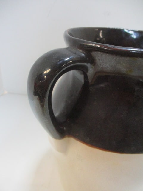 Brown and White Stoneware Pitcher - 3