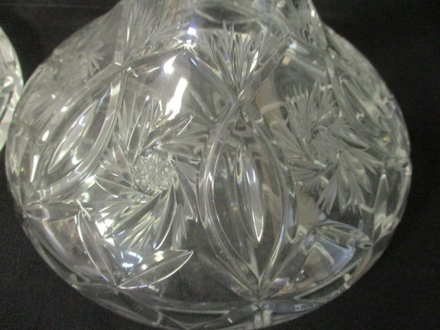 Pair of Vintage Cut Glass Crystal Captain's Decanters - 2