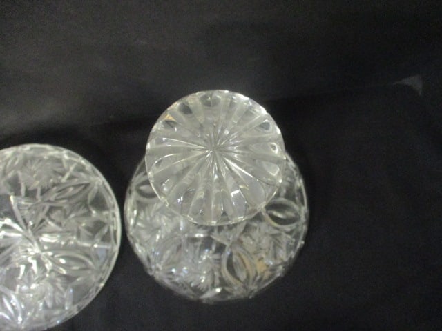 Pair of Vintage Cut Glass Crystal Captain's Decanters - 4