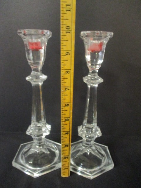 Pair of Crystal Tapered Candle Holders - 4