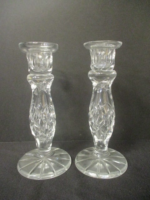 Pair of Cut Glass Crystal Candle Holders (1 of 5)