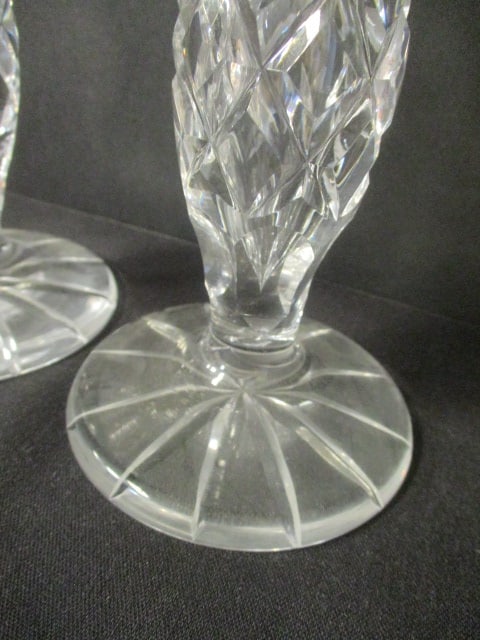 Pair of Cut Glass Crystal Candle Holders - 2