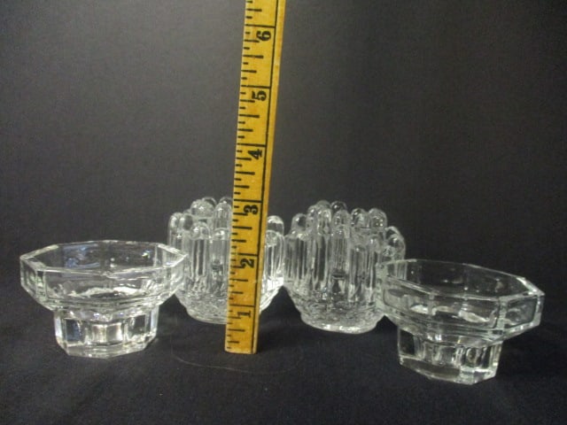 2 Pairs of Art Deco Glass Candle Holders - 9