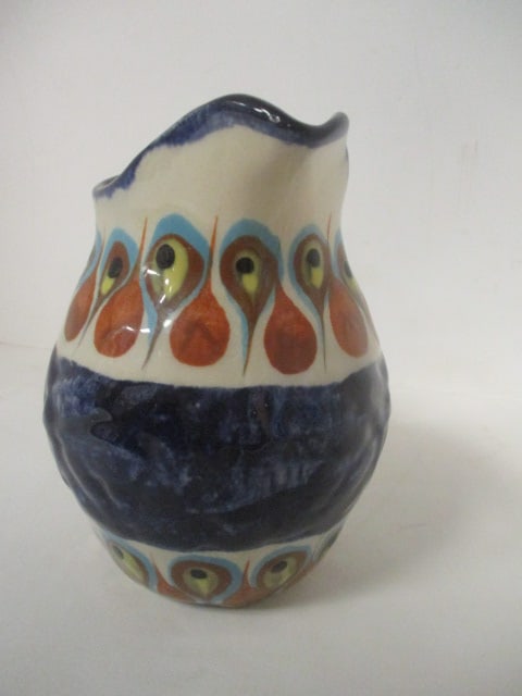 Vintage Studio Art Pottery "Peacock Eyes" Pitcher - 2