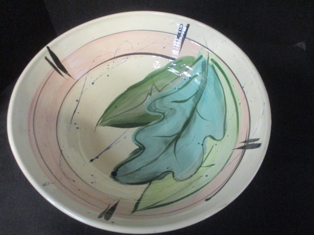 Large Studio Art Pottery Abstract Glazed Bowl and Plate - both Signed - 4