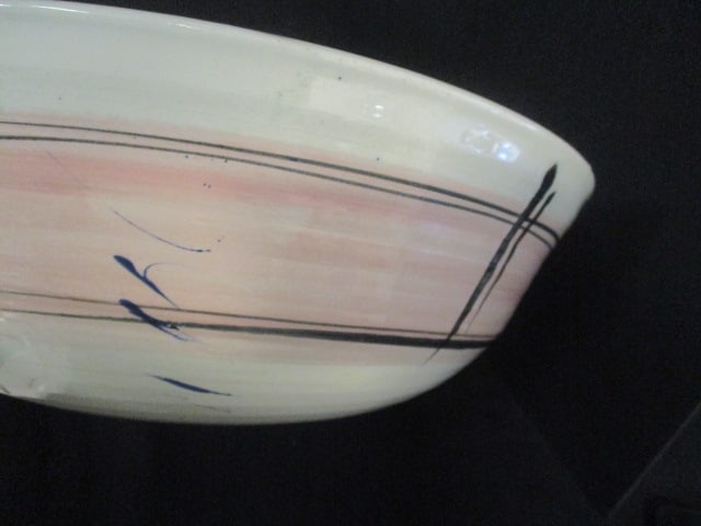 Large Studio Art Pottery Abstract Glazed Bowl and Plate - both Signed - 5