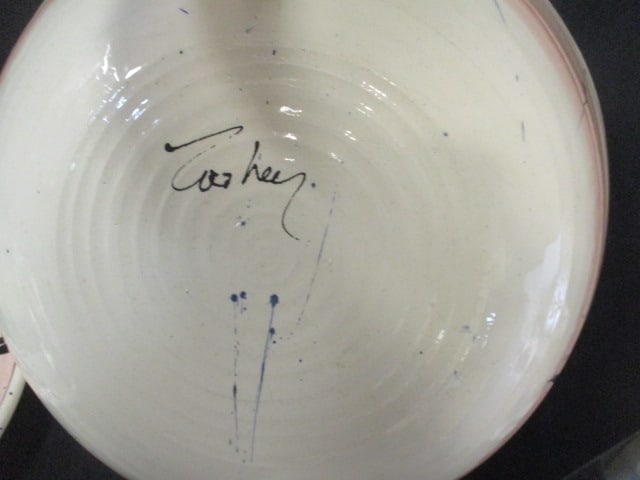 Large Studio Art Pottery Abstract Glazed Bowl and Plate - both Signed - 6