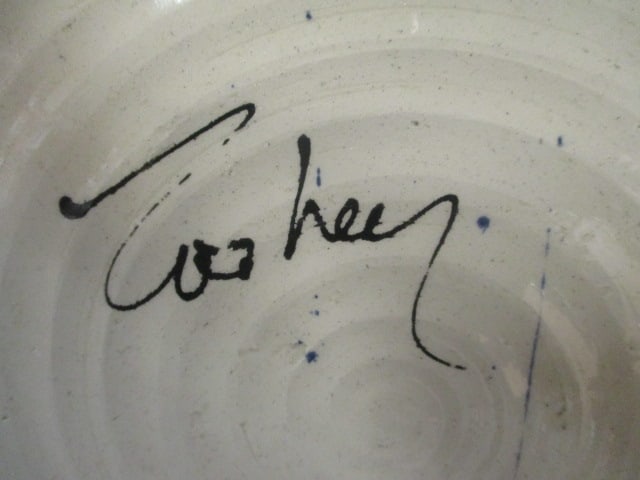 Large Studio Art Pottery Abstract Glazed Bowl and Plate - both Signed - 7