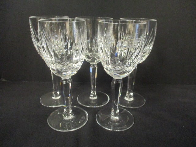Set of 5 Waterford "Kildare" Crystal Claret Stem Glasses (1 of 7)