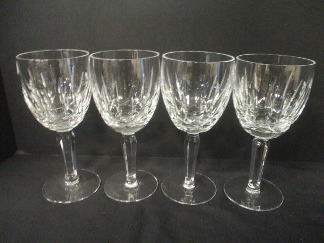 Set of 4 Waterford "Kildare" Crystal Wine Stem Glasses: 7" each