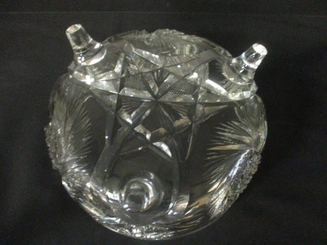 Vintage Cut Glass Crystal Footed Bowl - 4