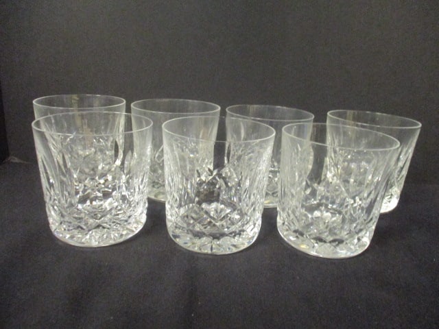 Set of 7 Waterford "Lismore" Crystal Old Fashioned Glasses: 3 1/4" each