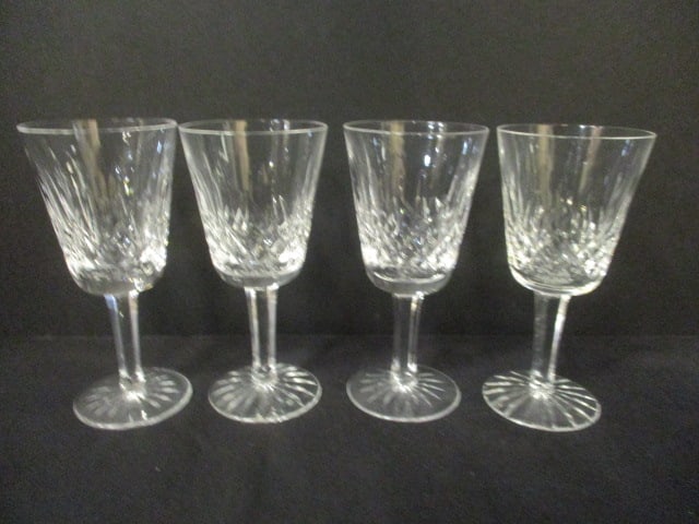 Set of 4 Waterford "Lismore" Crystal Claret Stem Glasses: 5 3/4" each