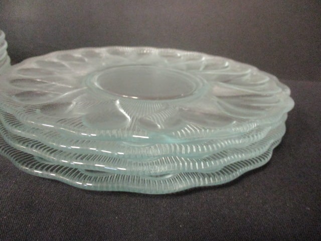 5 Vintage Etched Flowers and 4 Pressed Hearts Glass Plates - 2