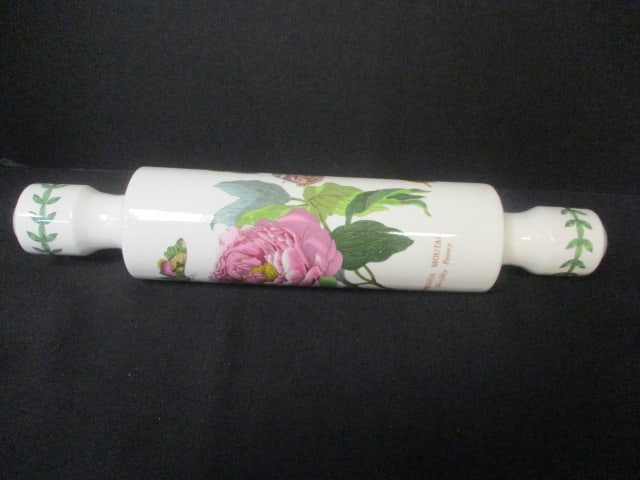 Portmeirion Botanical Garden "Paonia Moutan Shrubby Peony" Ceramic Rolling Pin: 14 1/2"